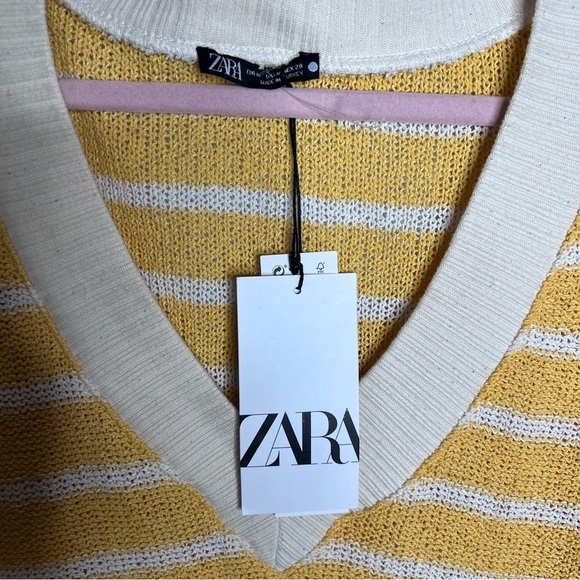 Zara Top Women Medium Vest Blouse Stripe Knit Oversized Preppy Sleeveless L - Picture 2 of 7